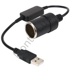 USB 2.0 Siyah 5 Volt 2 Amper To 12 Volt 800mAh Araç Çakmaklığına Çevirici